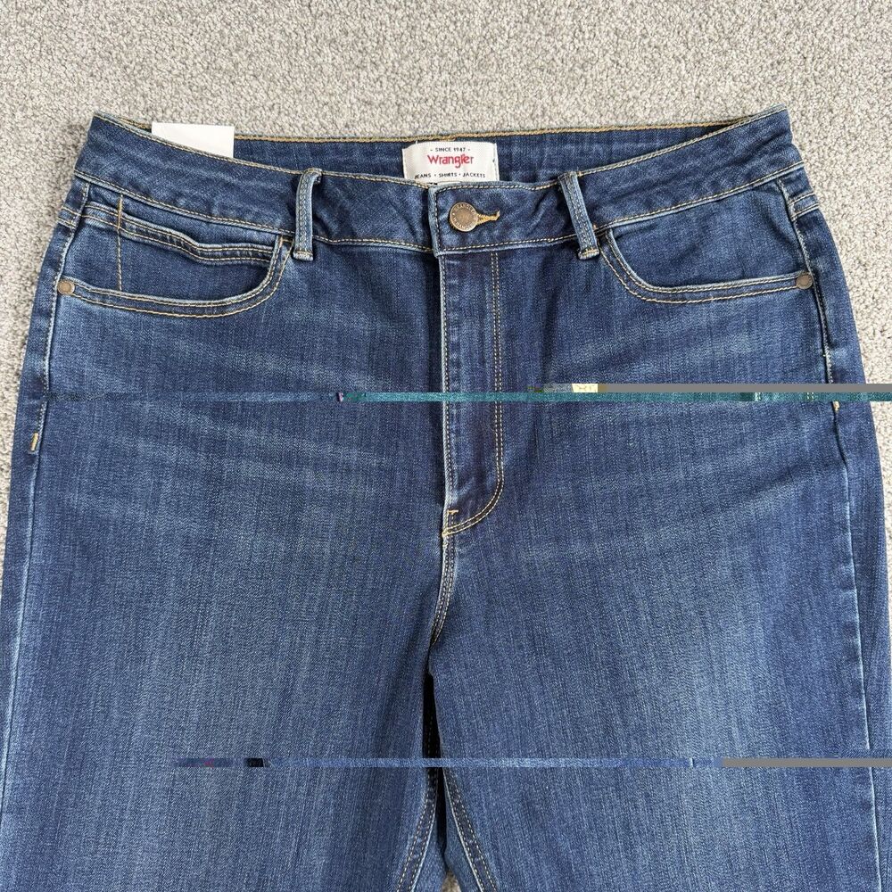 Wrangler High Rise Bootcut Jeans Womens Stretch Dark Wash Blue Size 14 32x27 NEW - Picture 5 of 14